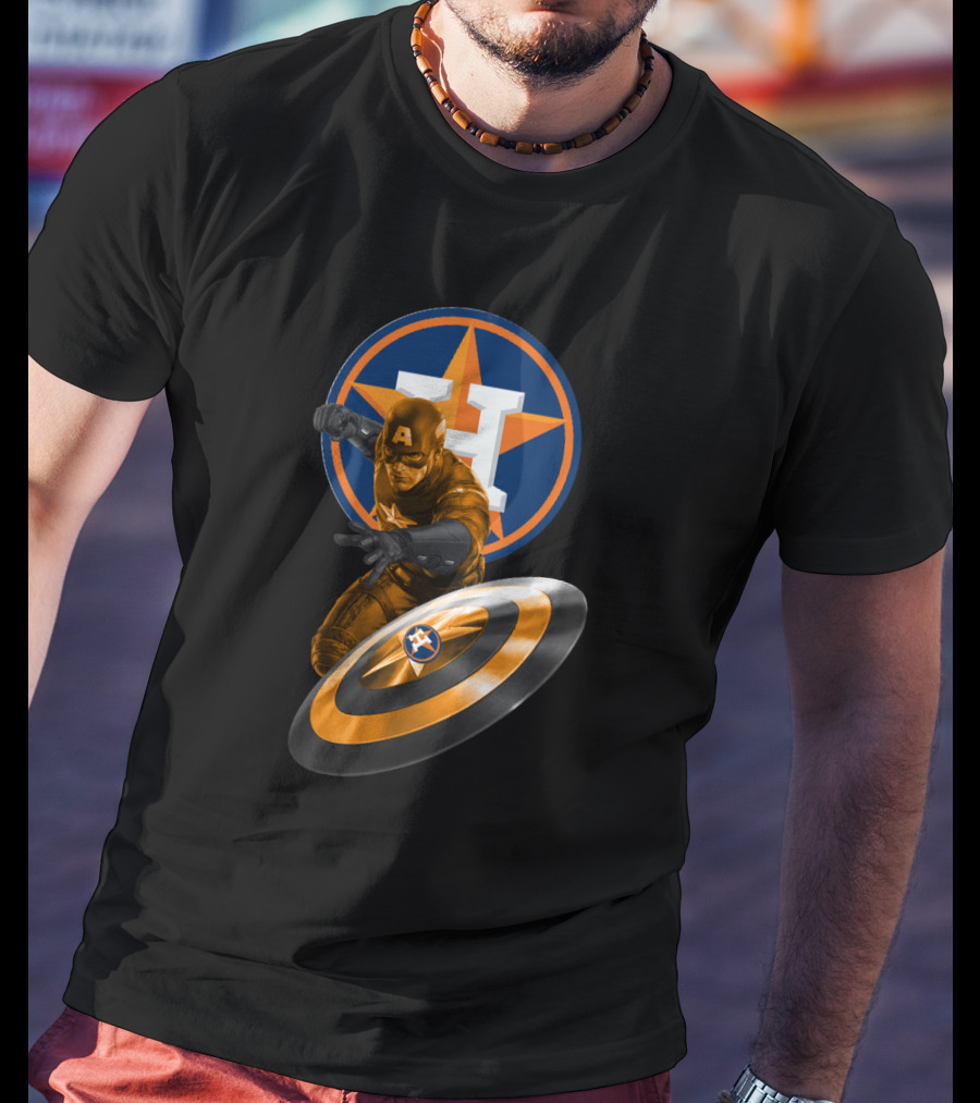 Houston Astros Captain America Logo Mashup For Fans T-Shirt