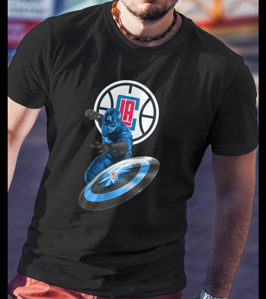 La Clippers And Captain America Shield Hero Crossover T-Shirt
