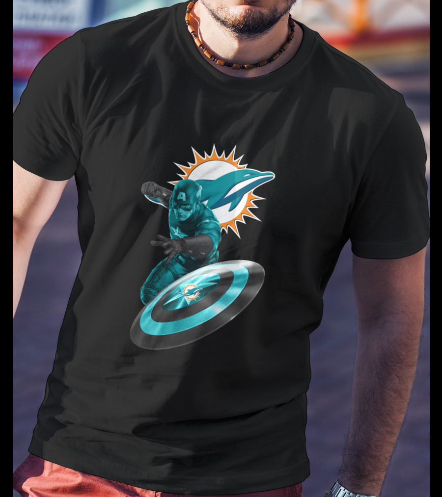 Miami Dolphins Captain America Crossover Fan Merchandise T-Shirt