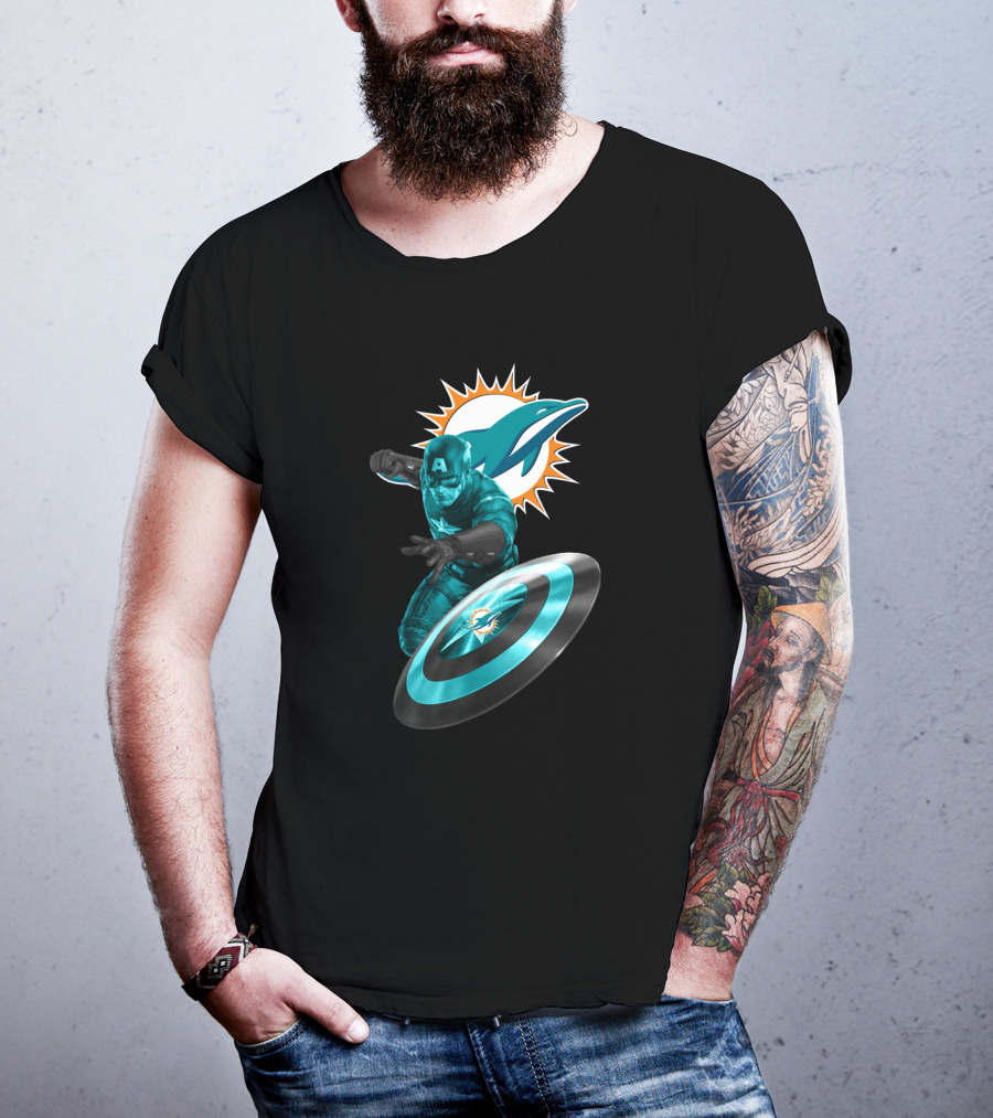 Miami Dolphins Captain America Crossover Fan Merchandise T-Shirt