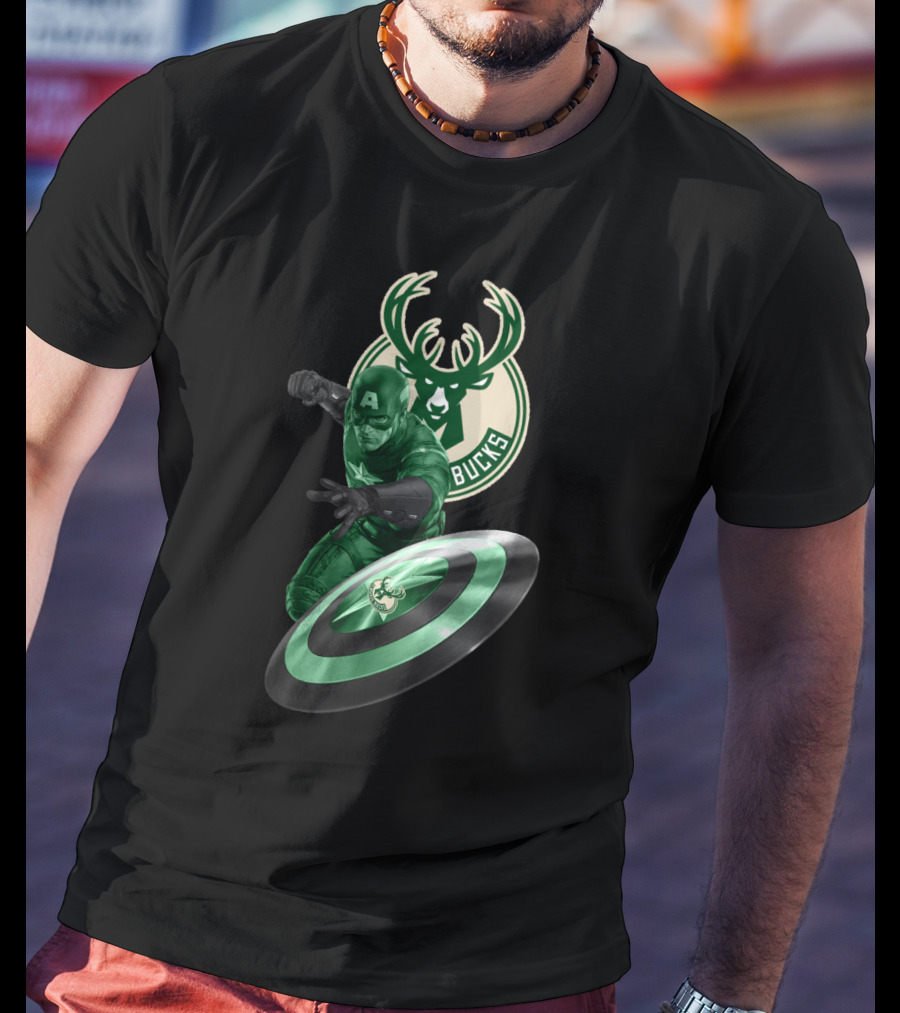 Milwaukee Bucks Captain America Collaboration T-Shirt