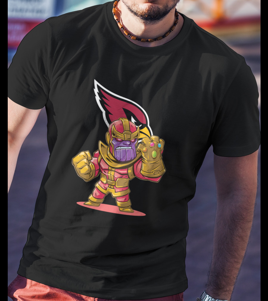 Thanos With Infinity Gauntlet And Arizona Cardinals Logo Combo T-Shirt