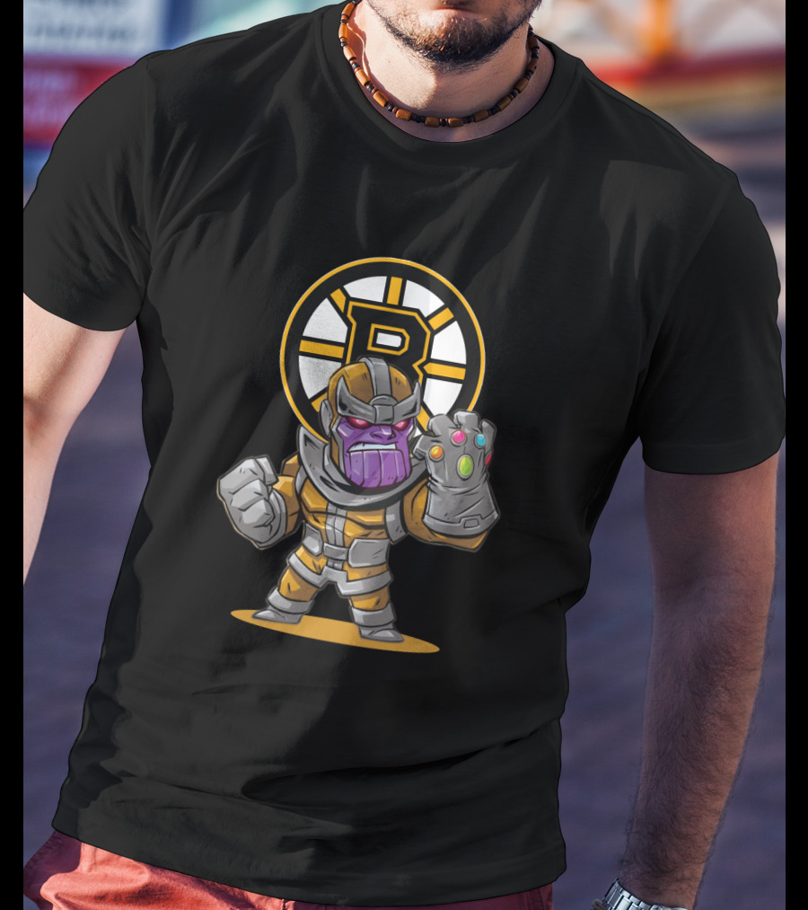 Thanos Boston Bruins Fans Infinity Gauntlet Crossover T-Shirt