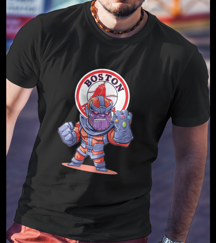 Thanos Boston Red Sox Infinity Gauntlet Mashup T-Shirt