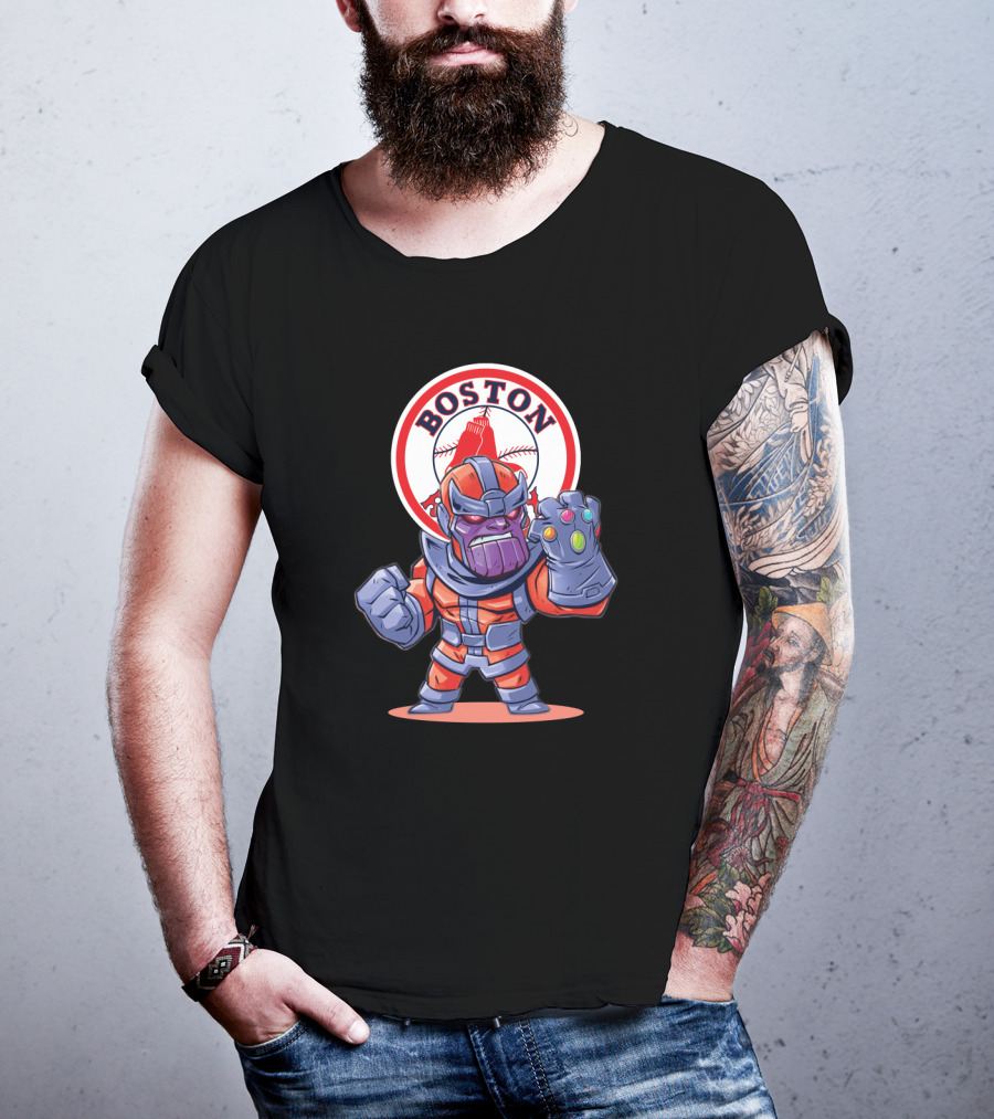 Thanos Boston Red Sox Infinity Gauntlet Mashup T-Shirt