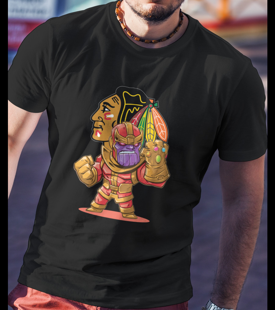 Thanos Chicago Blackhawks Fans Crossover Mashup T-Shirt
