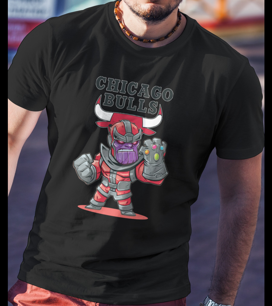 Chicago Bulls Fans Thanos Infinity Gauntlet Character T-Shirt