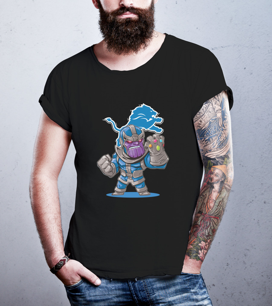 Thanos Detroit Lions Fans Mashup With Infinity Gauntlet T-Shirt