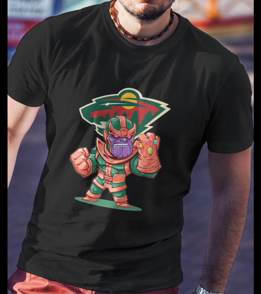Thanos Minnesota Wild Fans Infinity Gauntlet Crossover T-Shirt