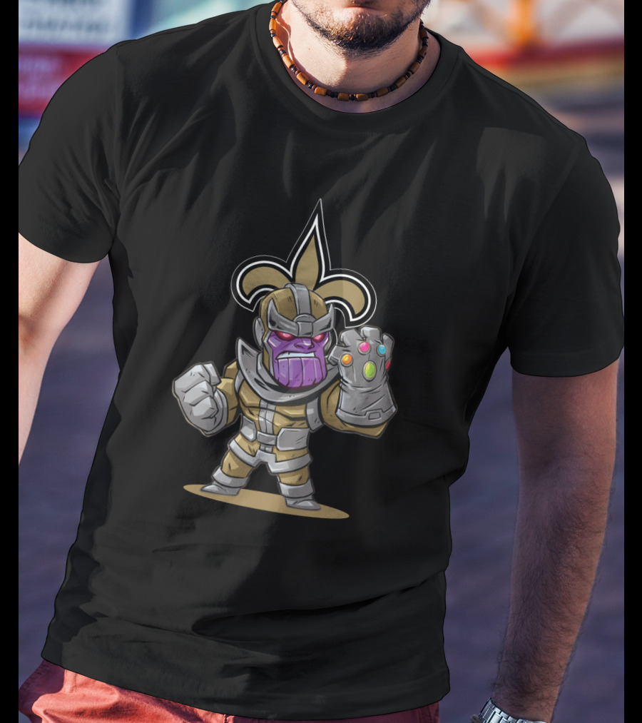 Thanos New Orleans Saints Fans Infinity Gauntlet Fleur-De-Lis T-Shirt