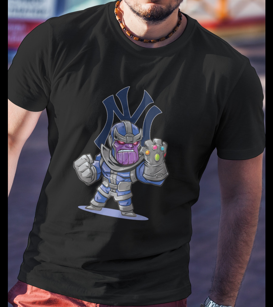 Thanos New York Yankees Fans Infinity Gauntlet Logo Mashup T-Shirt
