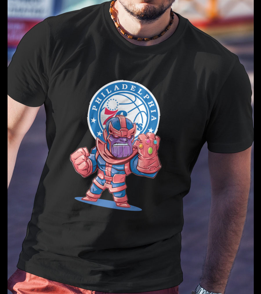 Philadelphia 76ers Marvel Thanos Crossover T-Shirt