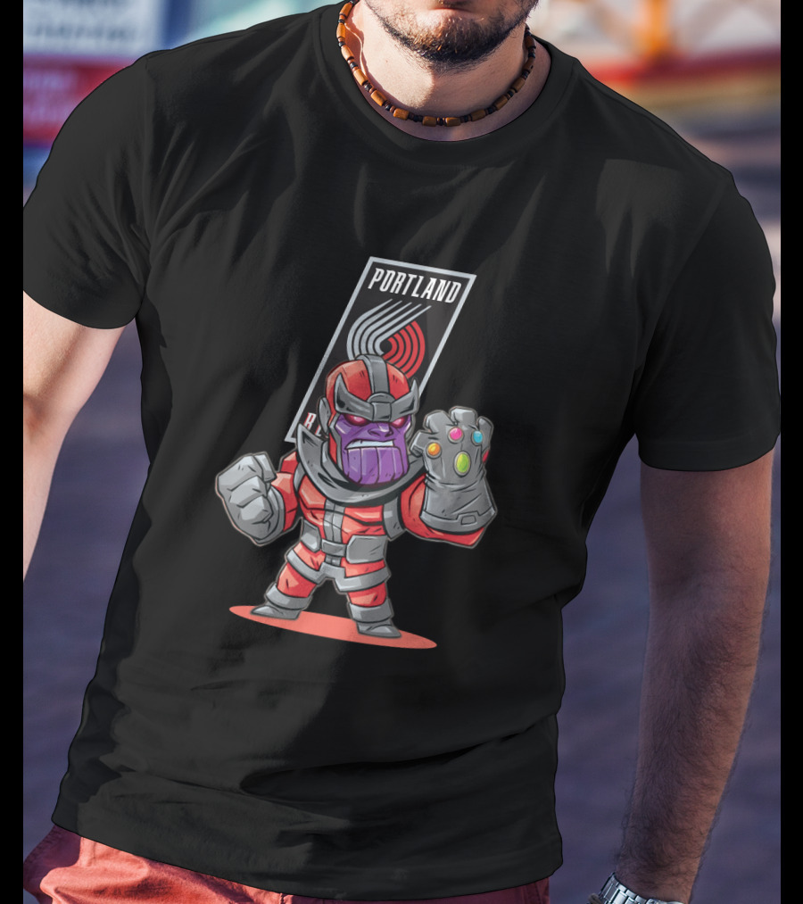 Thanos Portland Trail Blazers Infinity Gauntlet Crossover T-Shirt
