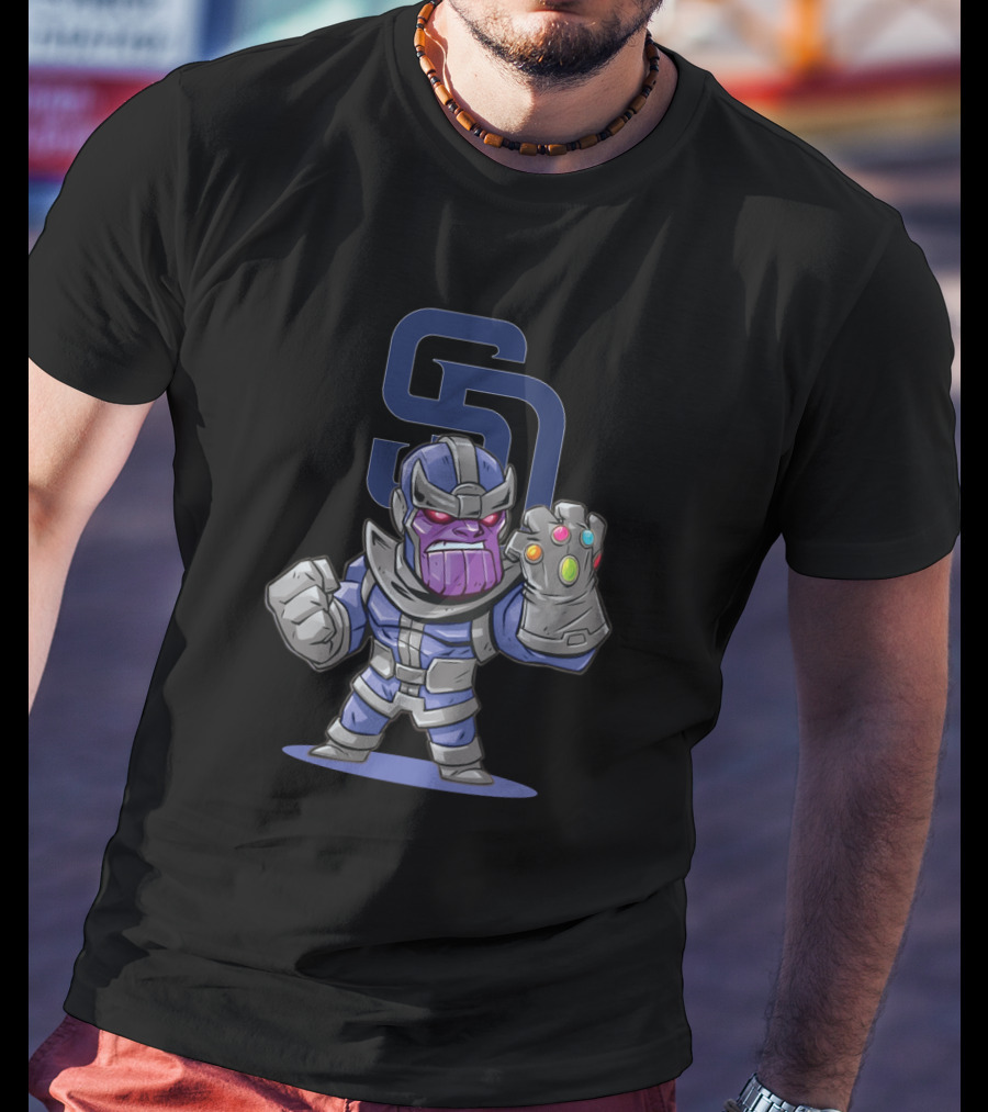 Thanos With Infinity Gauntlet And San Diego Padres T-Shirt