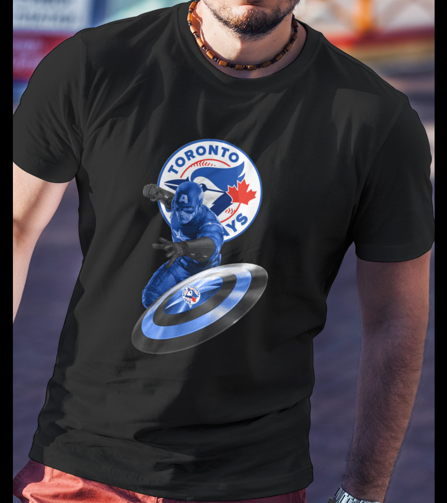 Toronto Blue Jays Captain America Collaboration With Shield And Team T-Shirt