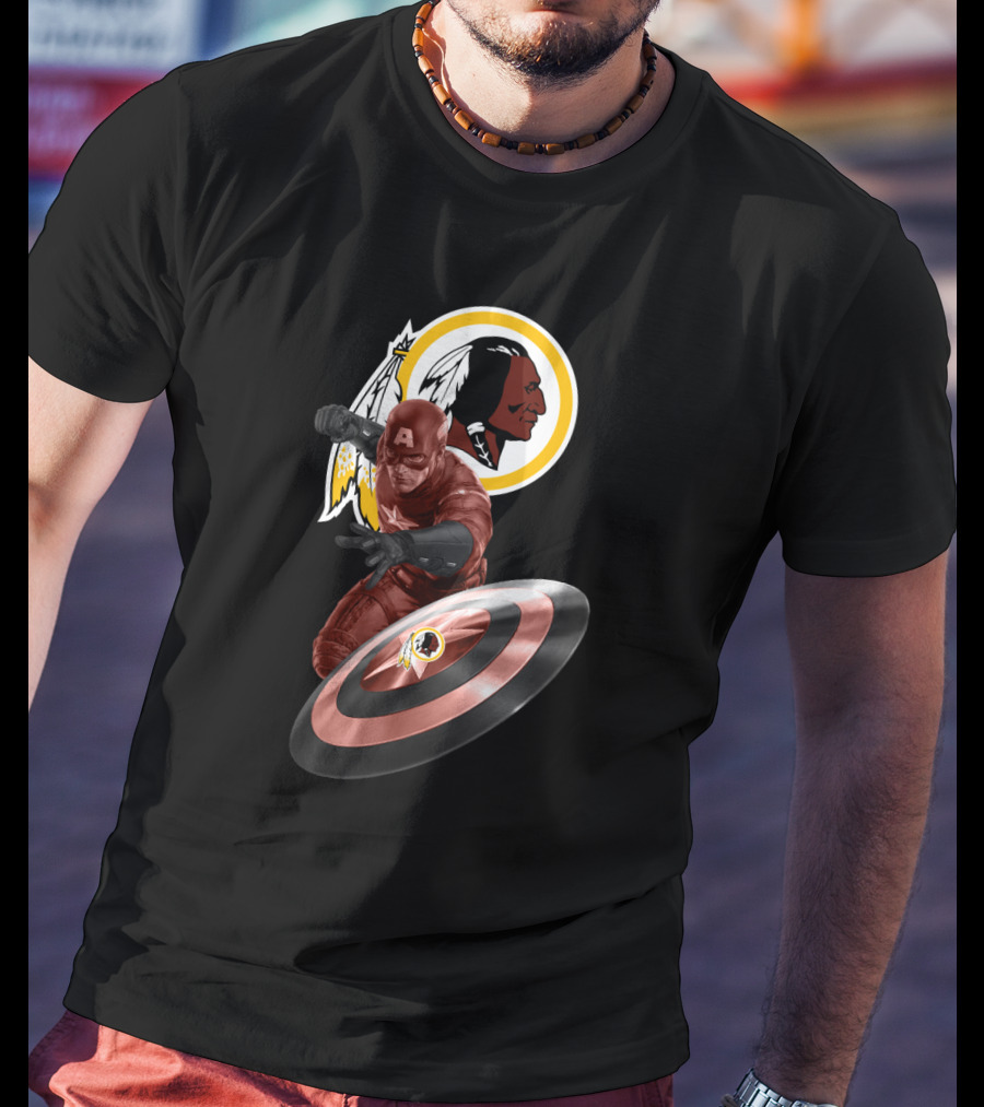 Washington Redskins Meets Captain America Crossover Tribute T-Shirt