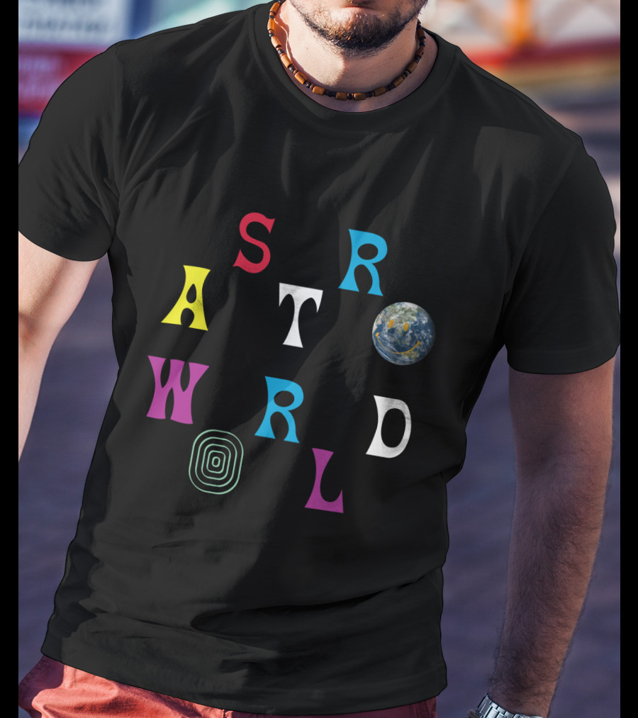 Astroworld Travis Scott Smiley Earth Colorful Letters T-Shirt