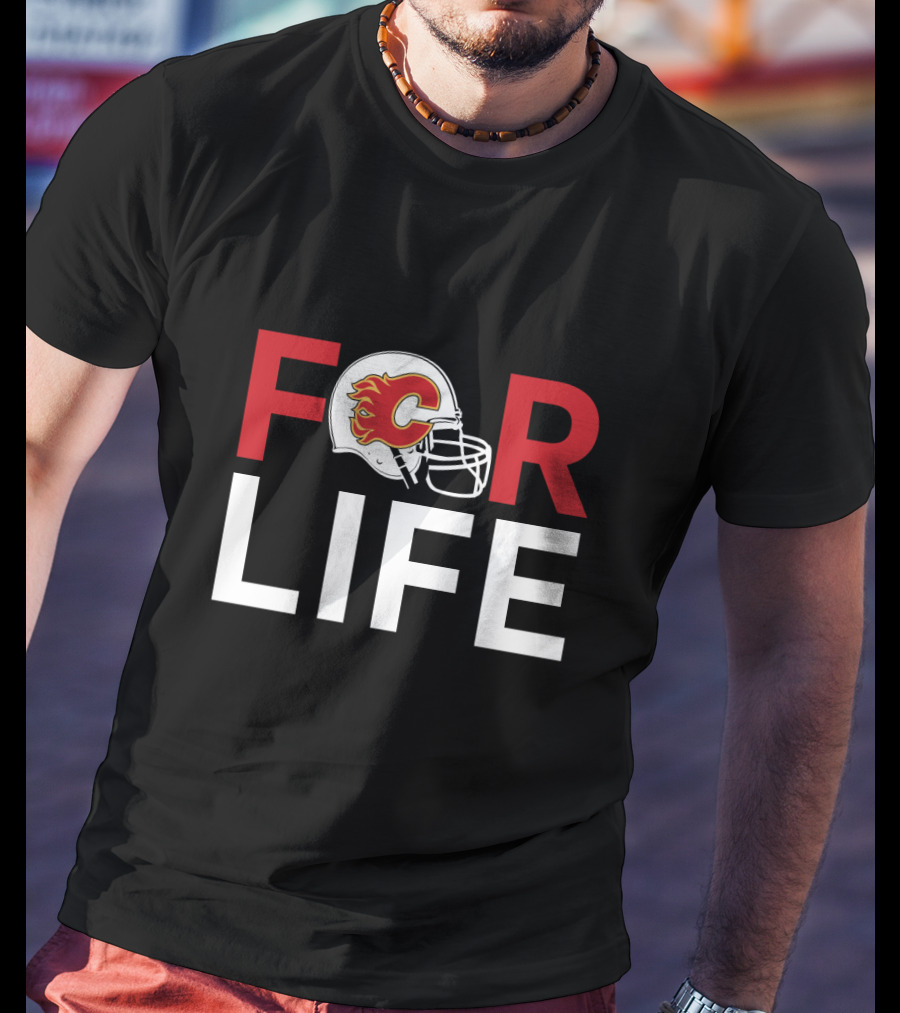 Calgary Flames Helmet For Life For Fans T-Shirt