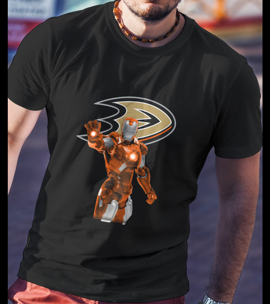 Anaheim Ducks Iron Man Crossover With Iconic Team T-Shirt