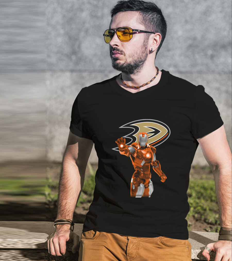 Anaheim Ducks Iron Man Crossover With Iconic Team T-Shirt