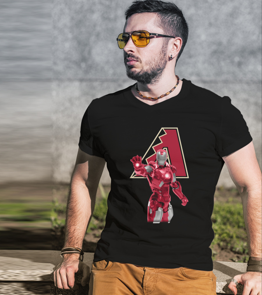 Iron Man Arizona Diamondbacks Marvel Baseball Crossover T-Shirt