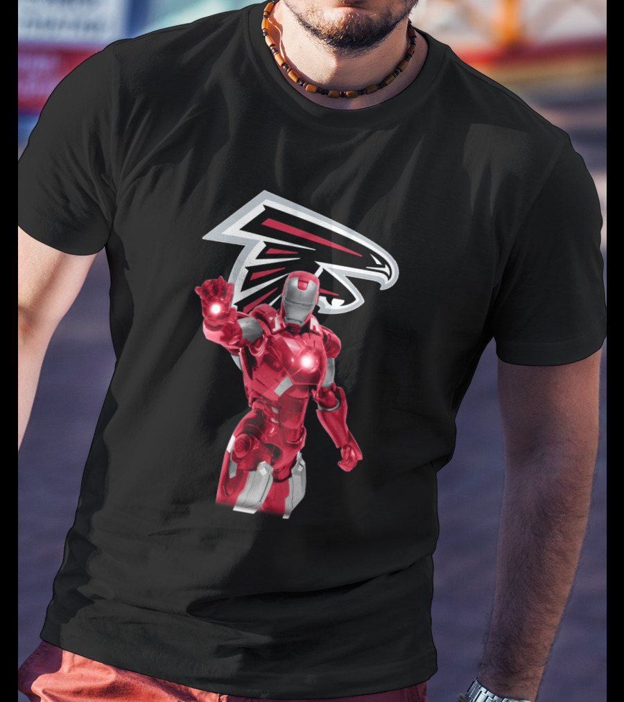 Iron Man Atlanta Falcons Fan Gear Marvel Crossover T-Shirt