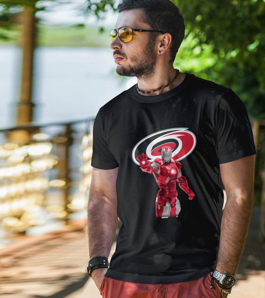 Iron Man Carolina Hurricanes Marvel NHL Crossover T-Shirt