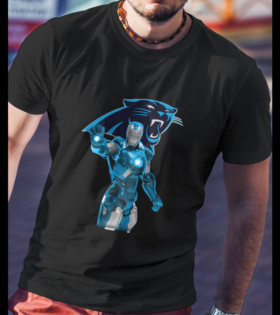 Iron Man Meets Carolina Panthers Marvel Fans Crossover T-Shirt