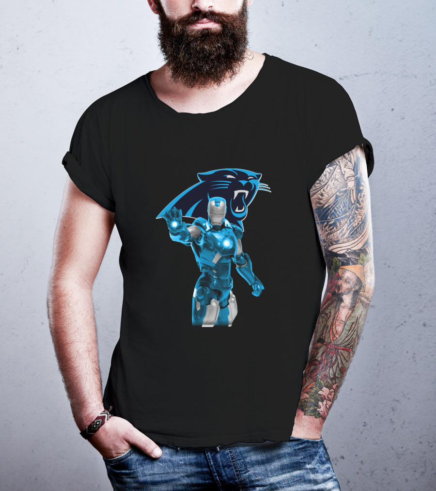 Iron Man Meets Carolina Panthers Marvel Fans Crossover T-Shirt
