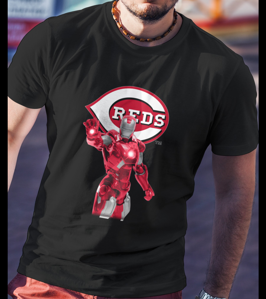 Iron Man Cincinnati Reds Collaboration Mascot Concept Marvel Baseball T-Shirt