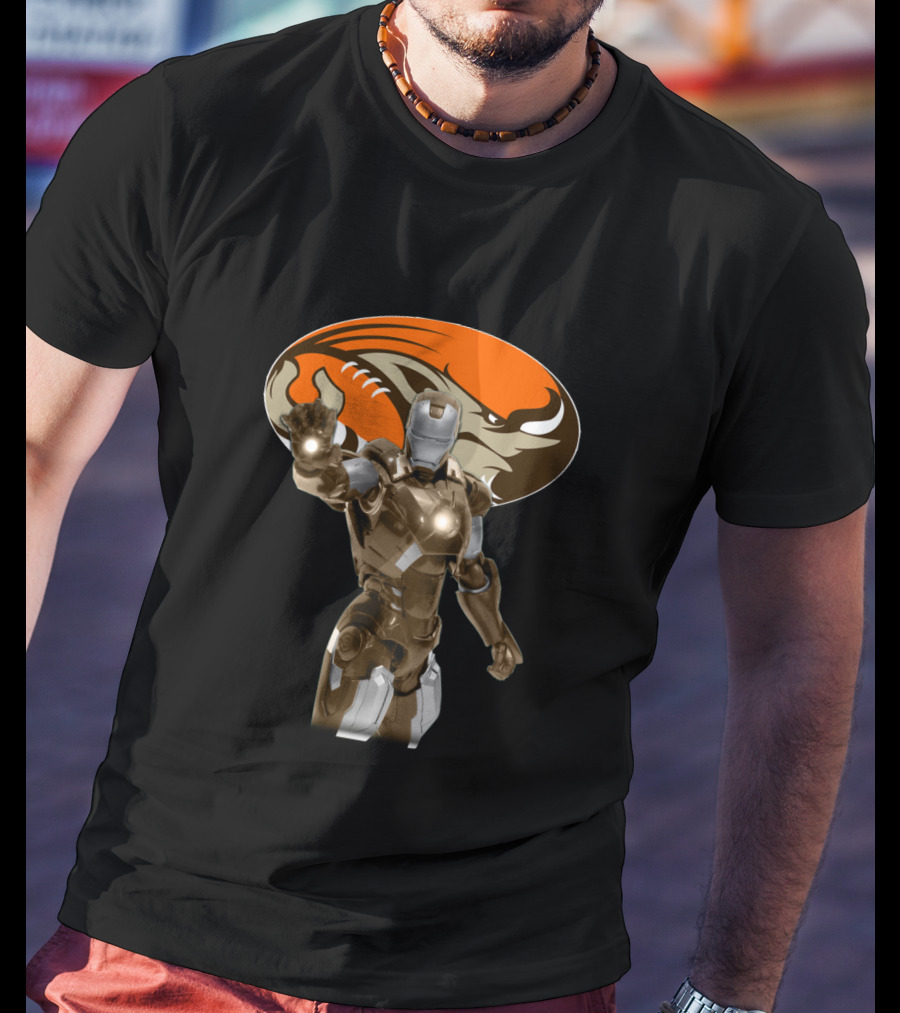 Iron Man Cleveland Browns Fans Football Fusion T-Shirt