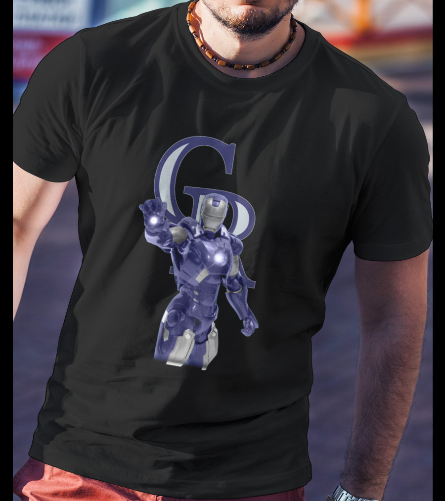Iron Man In Colorado Rockies Colors With Team T-Shirt