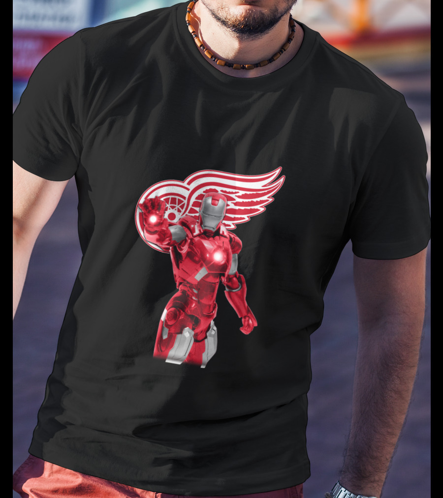 Iron Man Detroit Red Wings Crossover Marvel NHL Collaboration T-Shirt