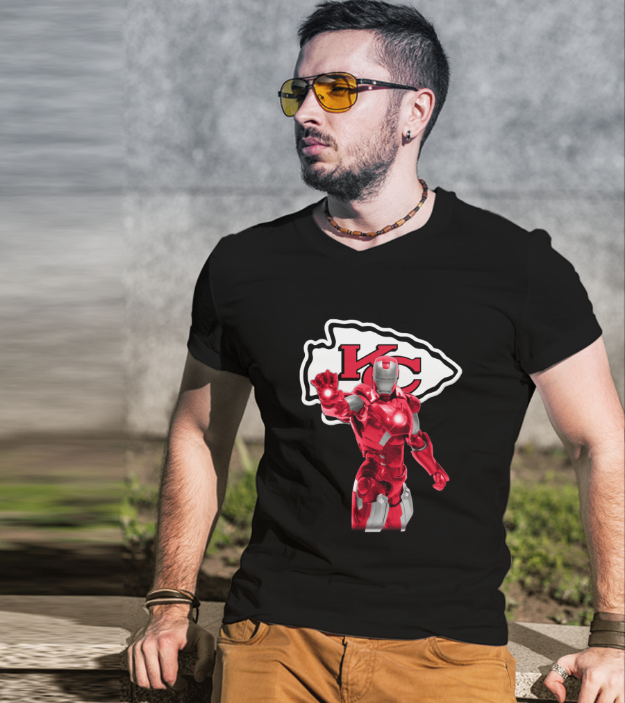 Iron Man Kc Chiefs Fans Football Enthusiasts T-Shirt