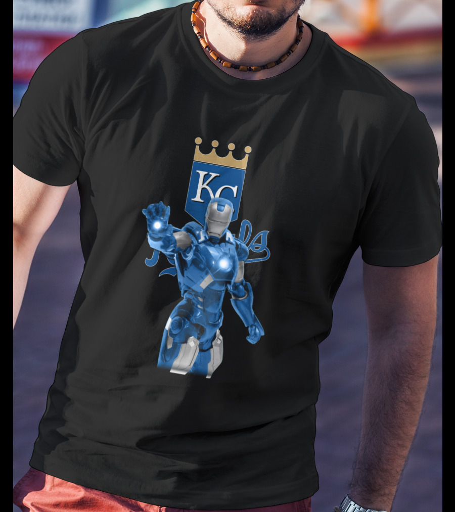Kansas City Royals Blue Iron Man Marvel Crossover Collection T-Shirt