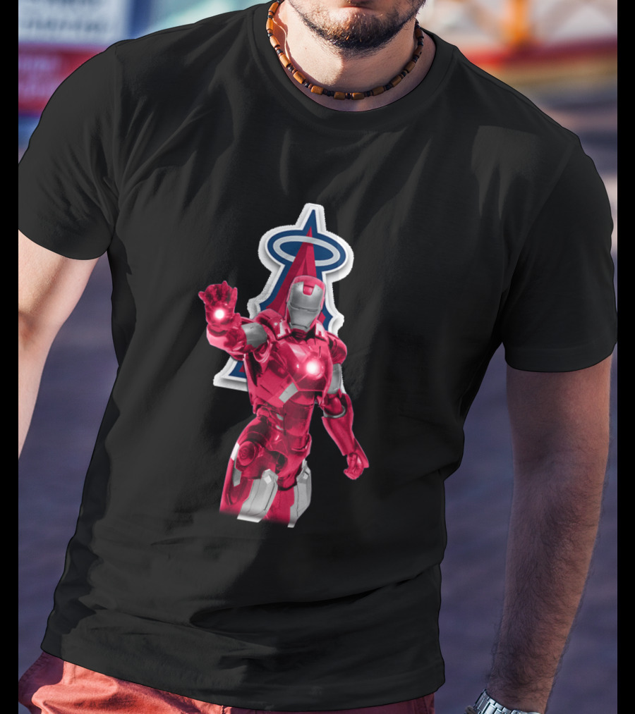 Iron Man Los Angeles Angels MLB Marvel Crossover Hero Fusion T-Shirt