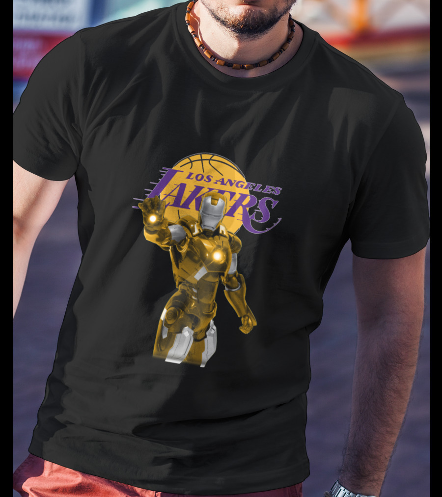 Iron Man Los Angeles Lakers Basketball Crossover For Fans T-Shirt