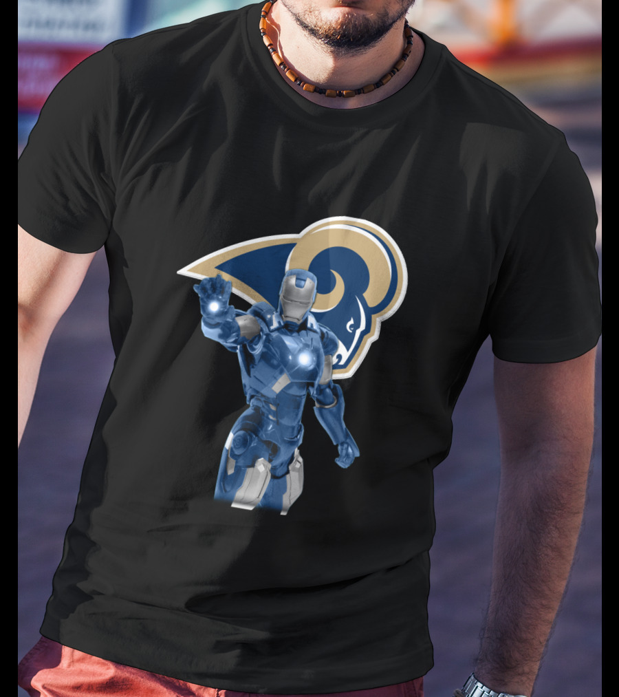 Iron Man Los Angeles Rams Superfan Crossover T-Shirt