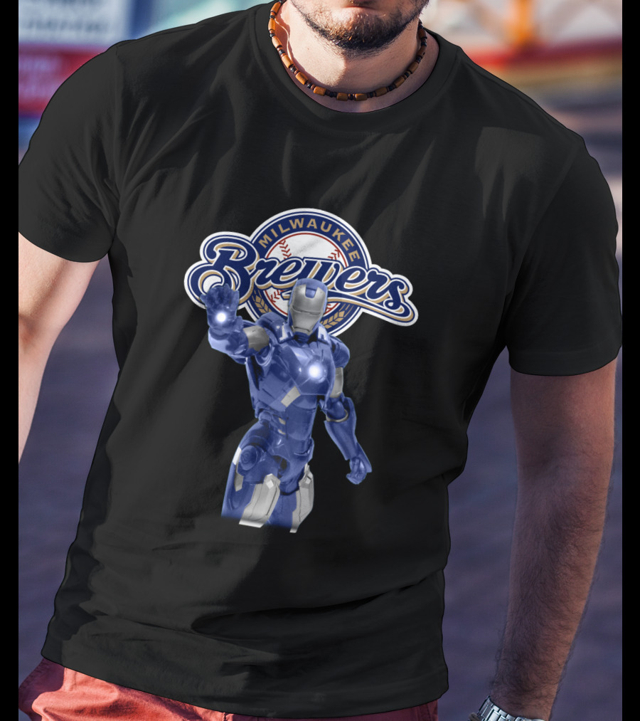 Milwaukee Brewers Iron Man Crossover T-Shirt