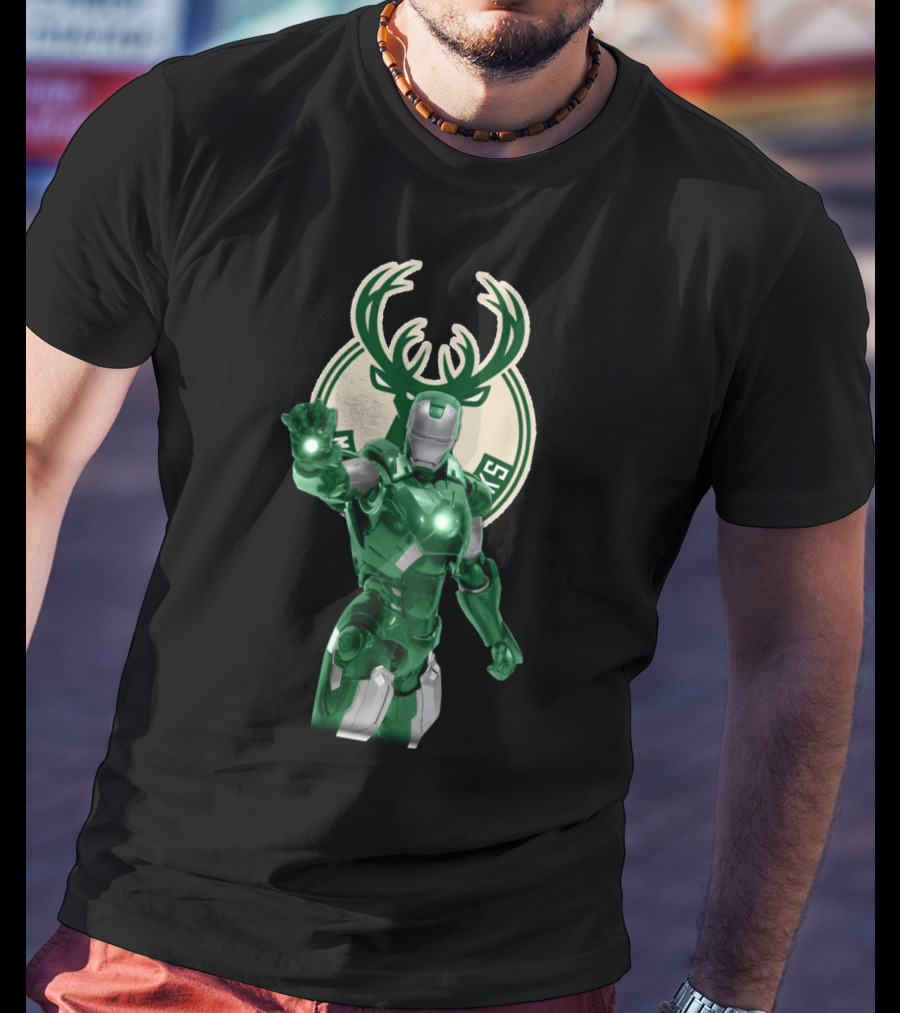 Iron Man Milwaukee Bucks Marvel Crossover Fan T-Shirt