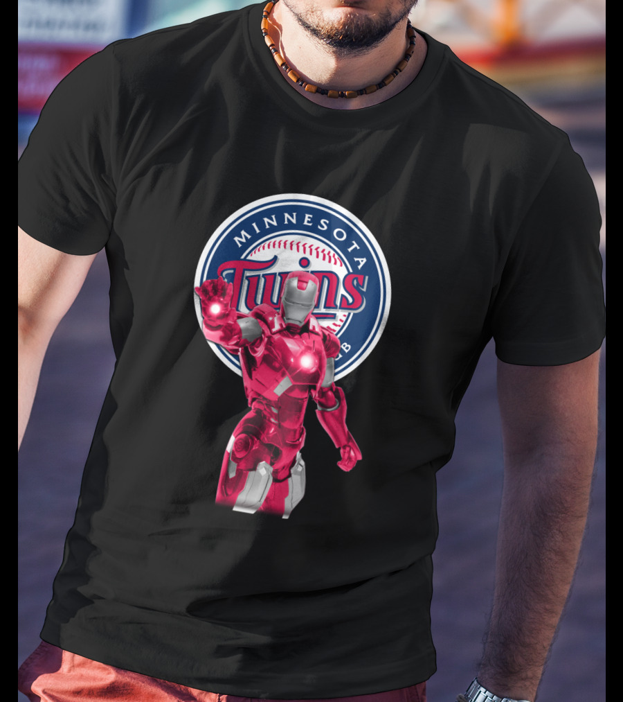 Iron Man And Minnesota Twins Crossover Logo Fusion T-Shirt