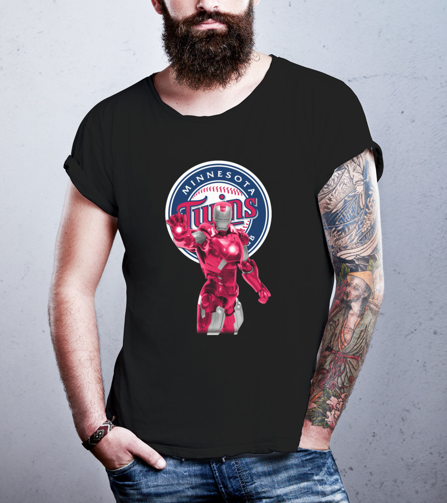 Iron Man And Minnesota Twins Crossover Logo Fusion T-Shirt