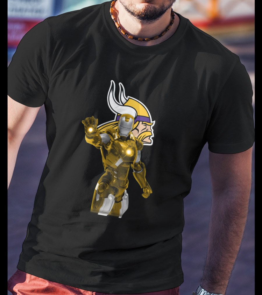 Iron Man Meets Minnesota Vikings Enthusiast Crossover T-Shirt