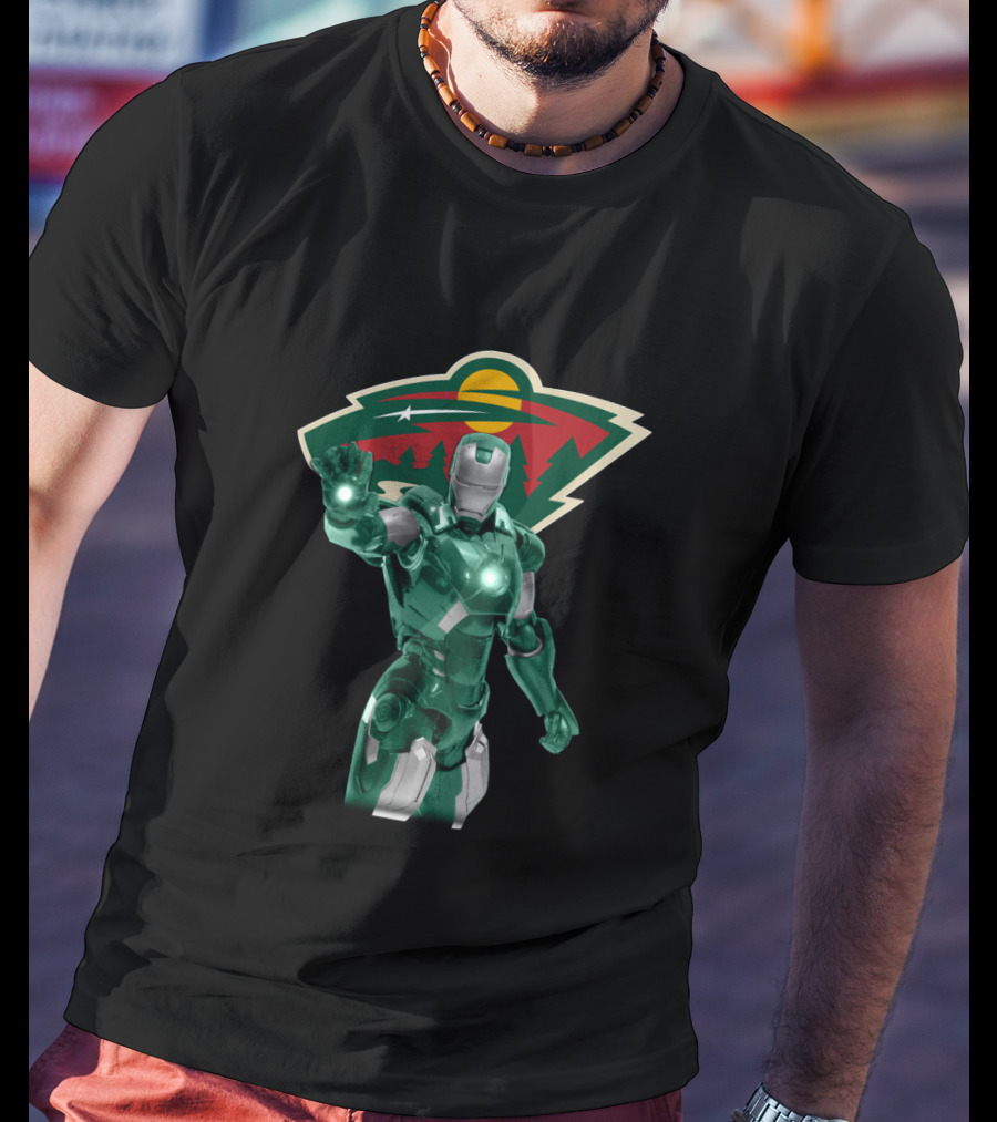 Minnesota Wild Iron Man Mashup Hockey Marvel Crossover T-Shirt