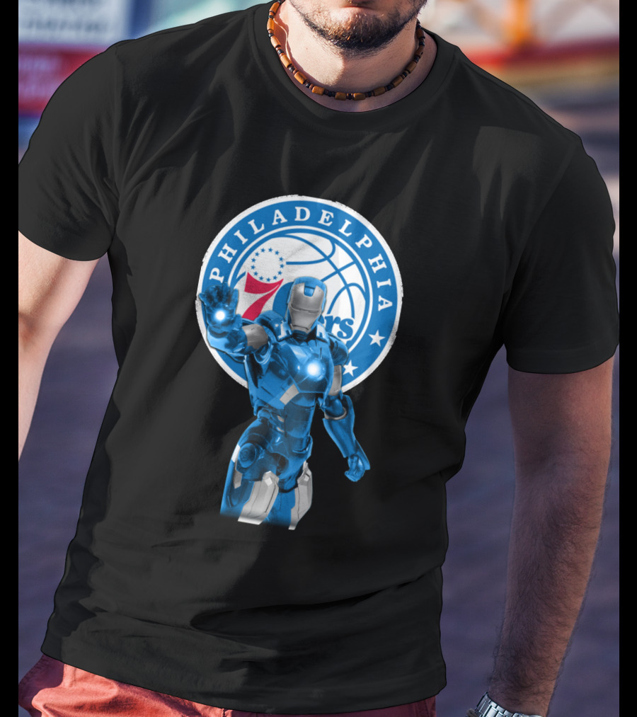 Iron Man Philadelphia 76ers Basketball Crossover Fans T-Shirt