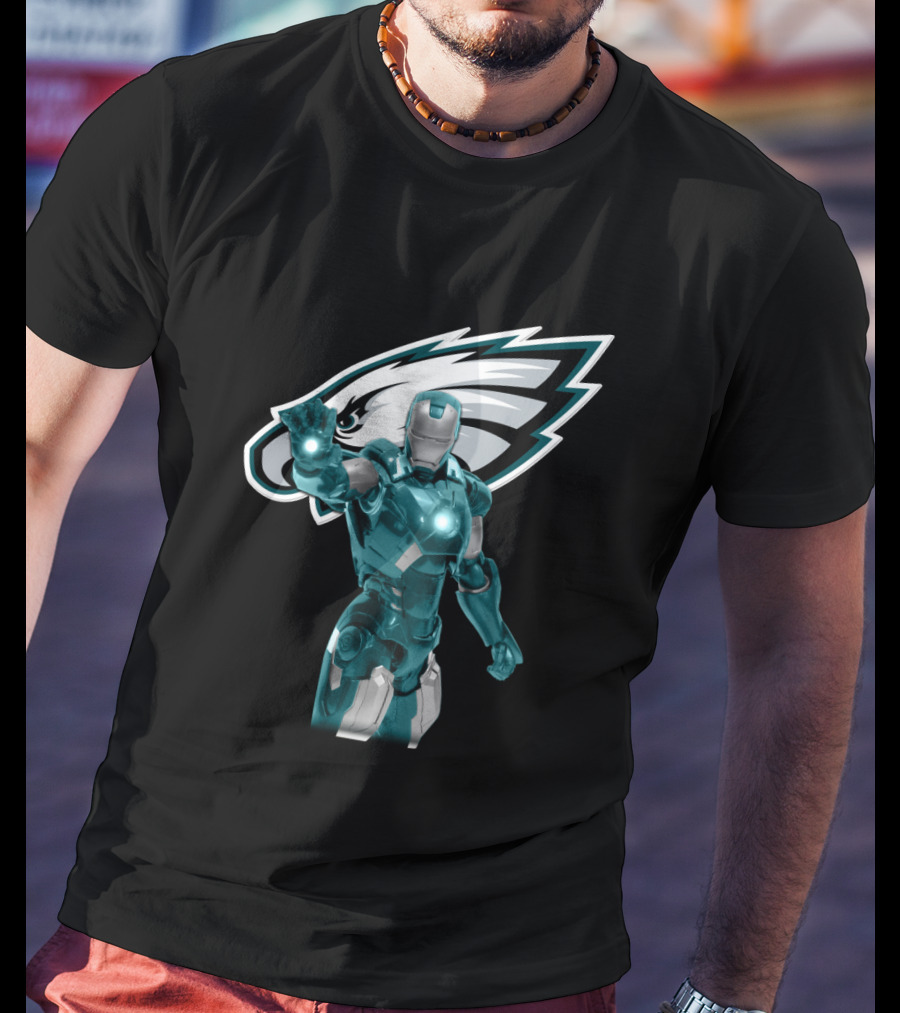 Iron Man Philadelphia Eagles Fans Marvel Team Crossover T-Shirt
