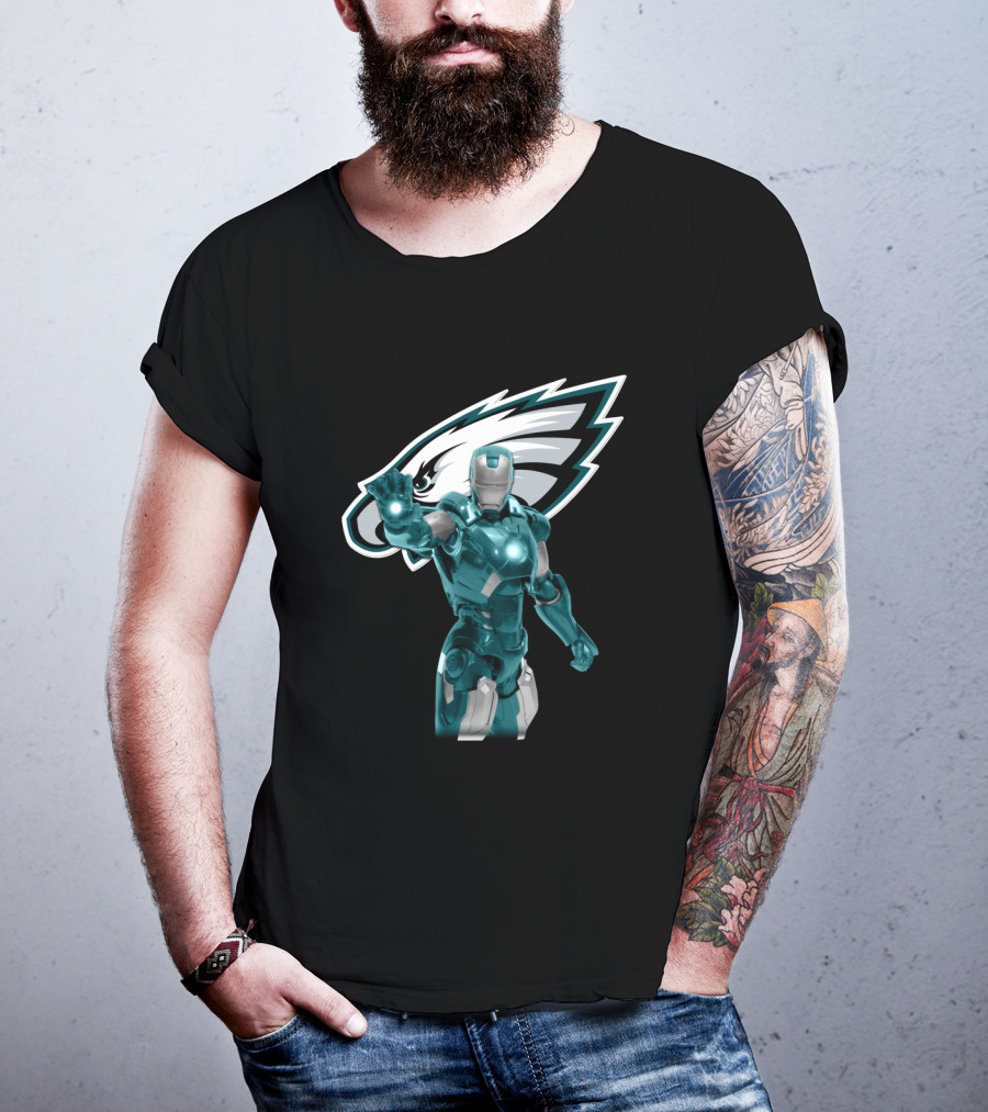 Iron Man Philadelphia Eagles Fans Marvel Team Crossover T-Shirt