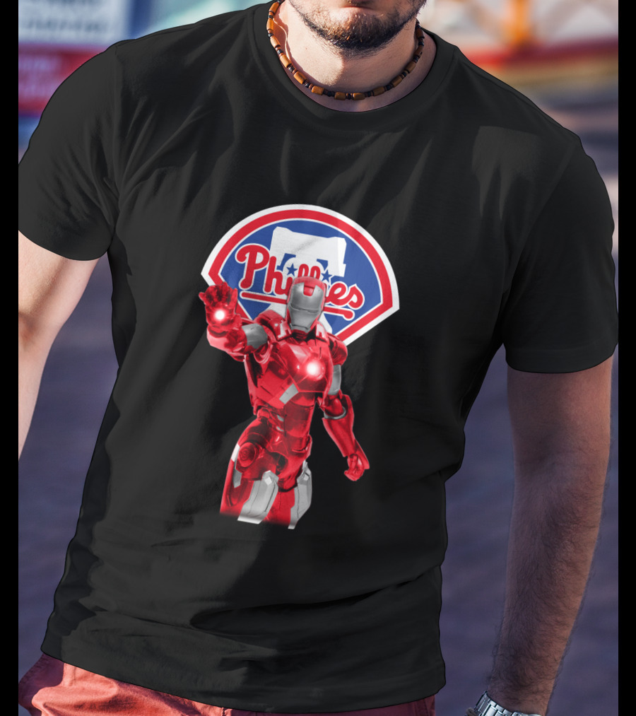 Philadelphia Phillies Iron Man Crossover MLB Superhero Fusion T-Shirt