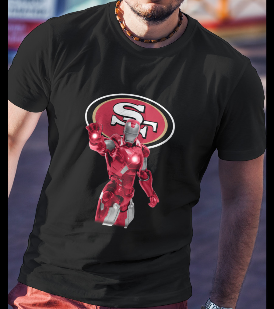 San Francisco 49ers Iron Man Nfl Marvel Crossover Fan T-Shirt