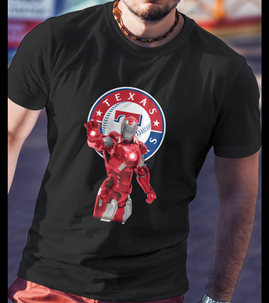 Texas Rangers Iron Man Baseball Fusion T-Shirt